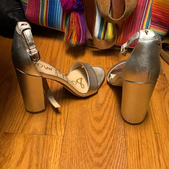 Gold leather Sam Edelman yaro block heels - Picture 3 of 6